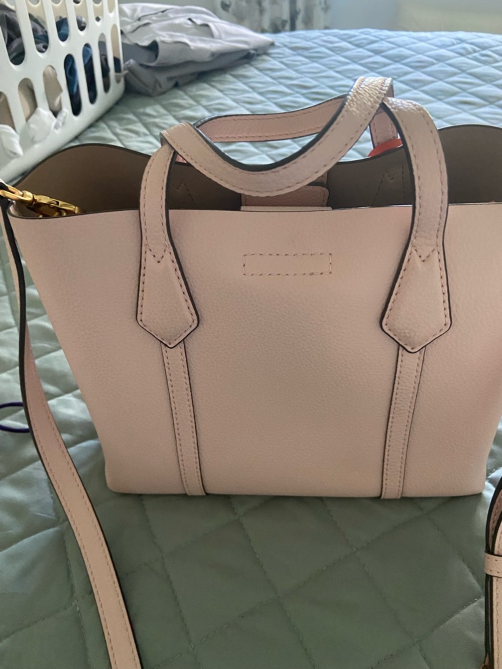 Tory Burch Blush Tote with Orange Tag Accent - Picture 6 of 12